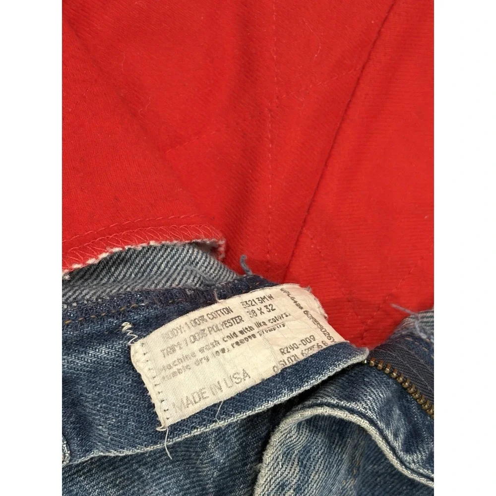 Vintage 90s Wrangler Rugged Wear‎ Fleece Lined Jeans Made In USA Blue 38x30.5